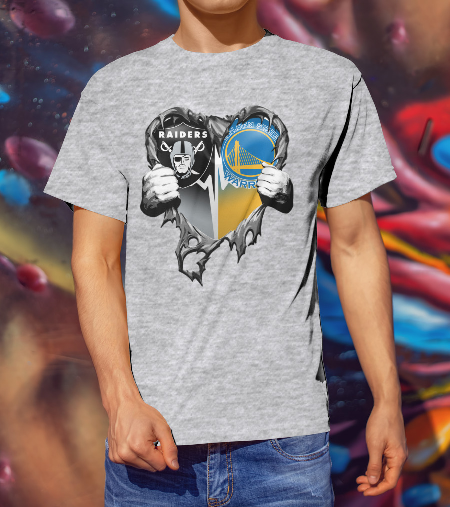 Raiders Golden State Warriors Heart Logo Xatt094 T-Shirt