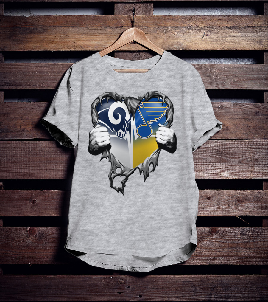 St. Louis Rams And Blues Heart Torn T-Shirt