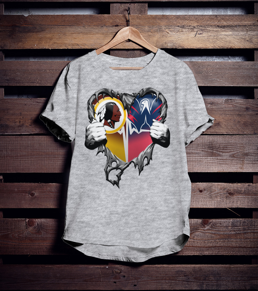 Washington Redskins Wizards Heart Logo Mashup T-Shirt