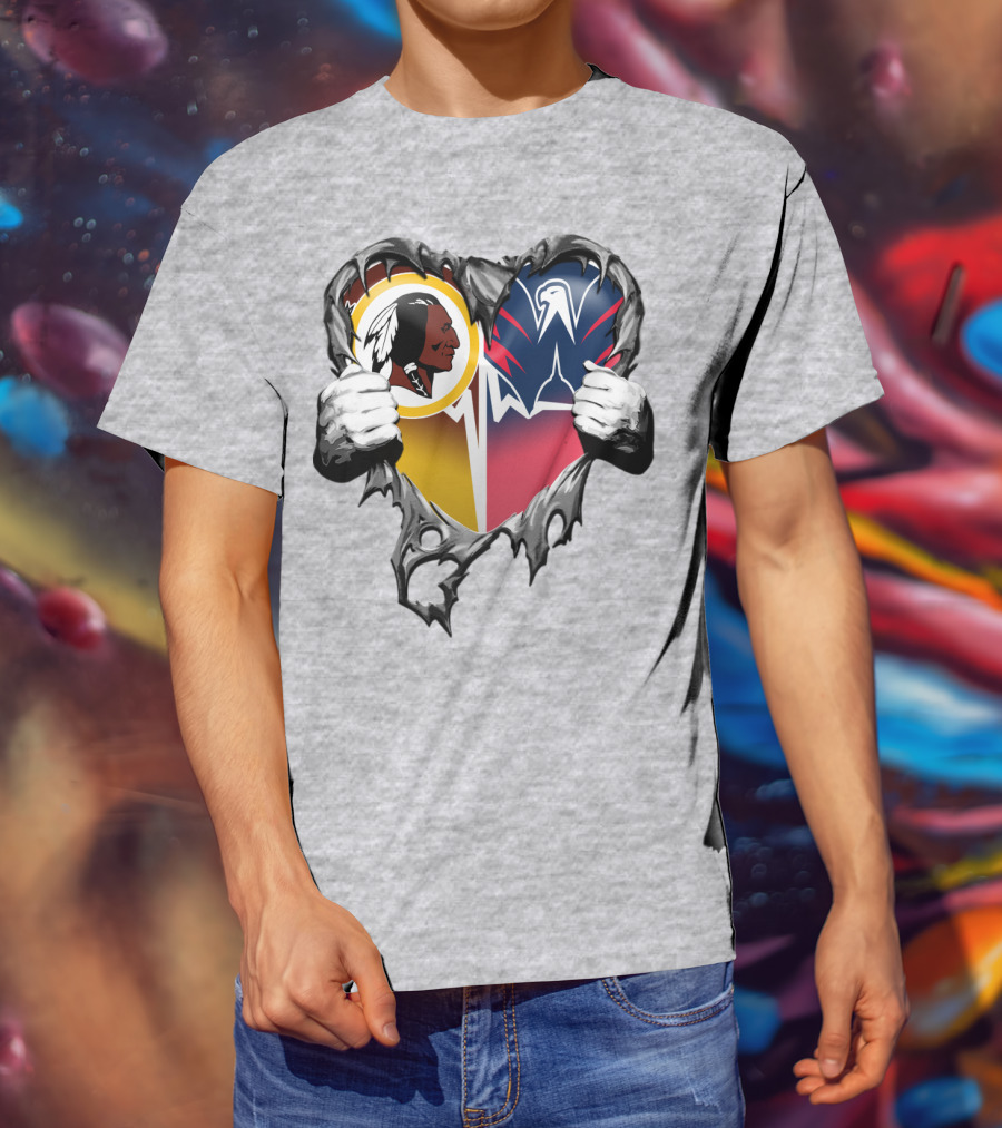 Washington Redskins Wizards Heart Logo Mashup T-Shirt