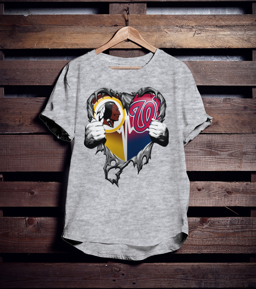 Washington Football Team And Nationals Heart Design Xatt105 T-Shirt