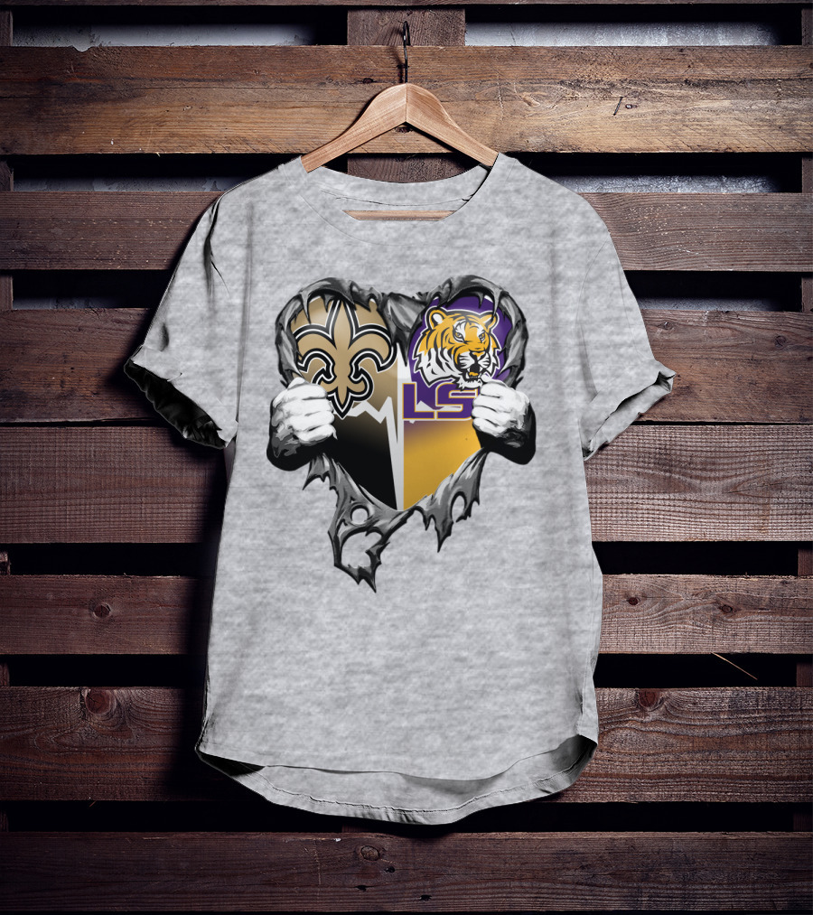 New Orleans Saints Lsu Tigers Heart T-Shirt