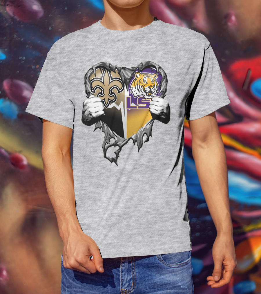New Orleans Saints Lsu Tigers Heart T-Shirt