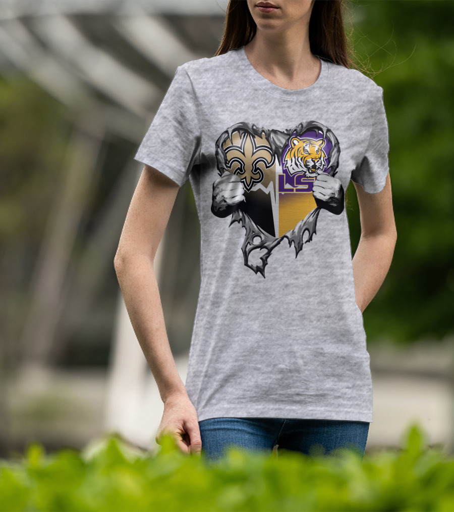 New Orleans Saints Lsu Tigers Heart T-Shirt