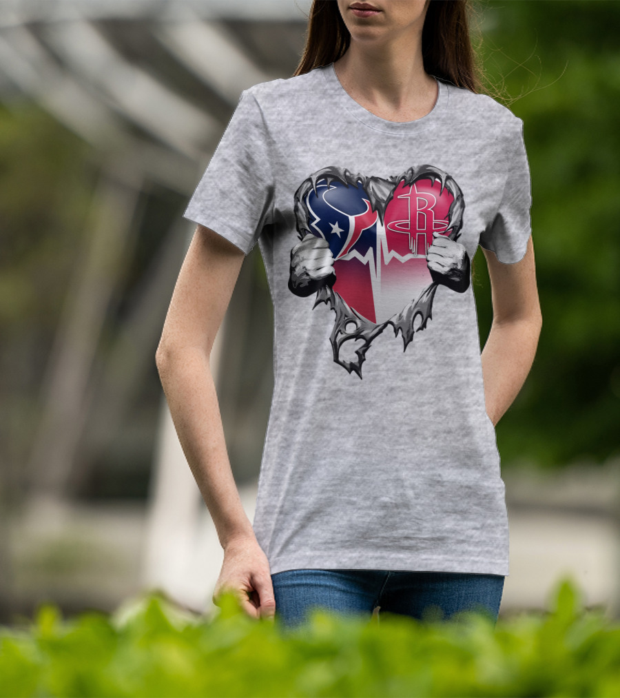 Texans Rockets Heartbeat Fusion Burst T-Shirt