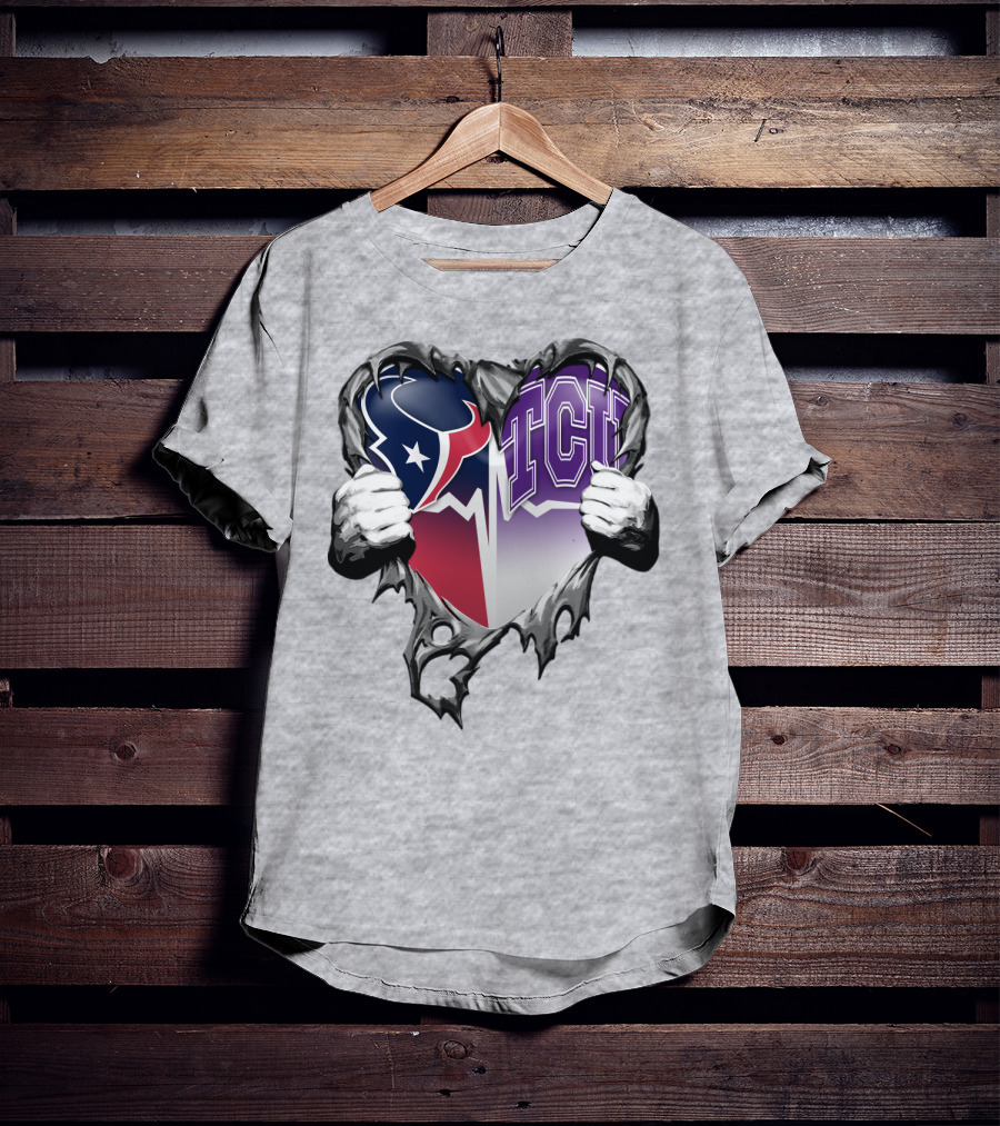 Houston Texans Tcu Horned Frogs Heart T-Shirt