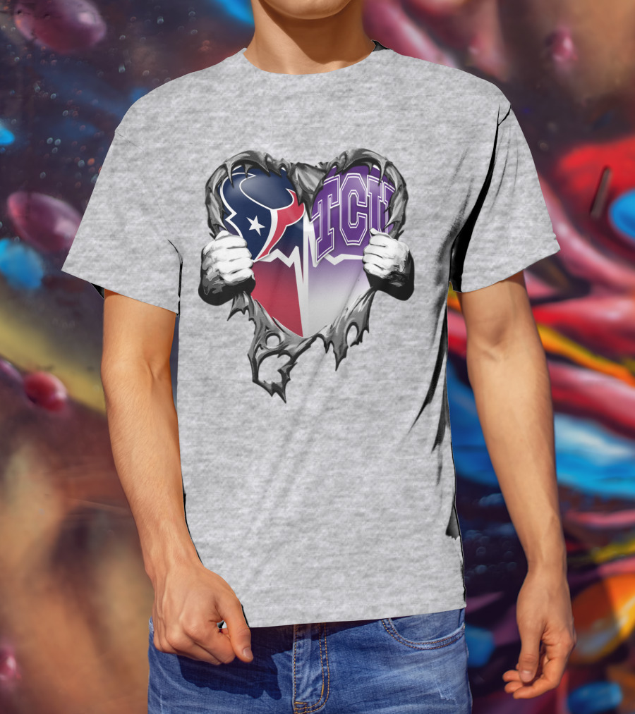 Houston Texans Tcu Horned Frogs Heart T-Shirt