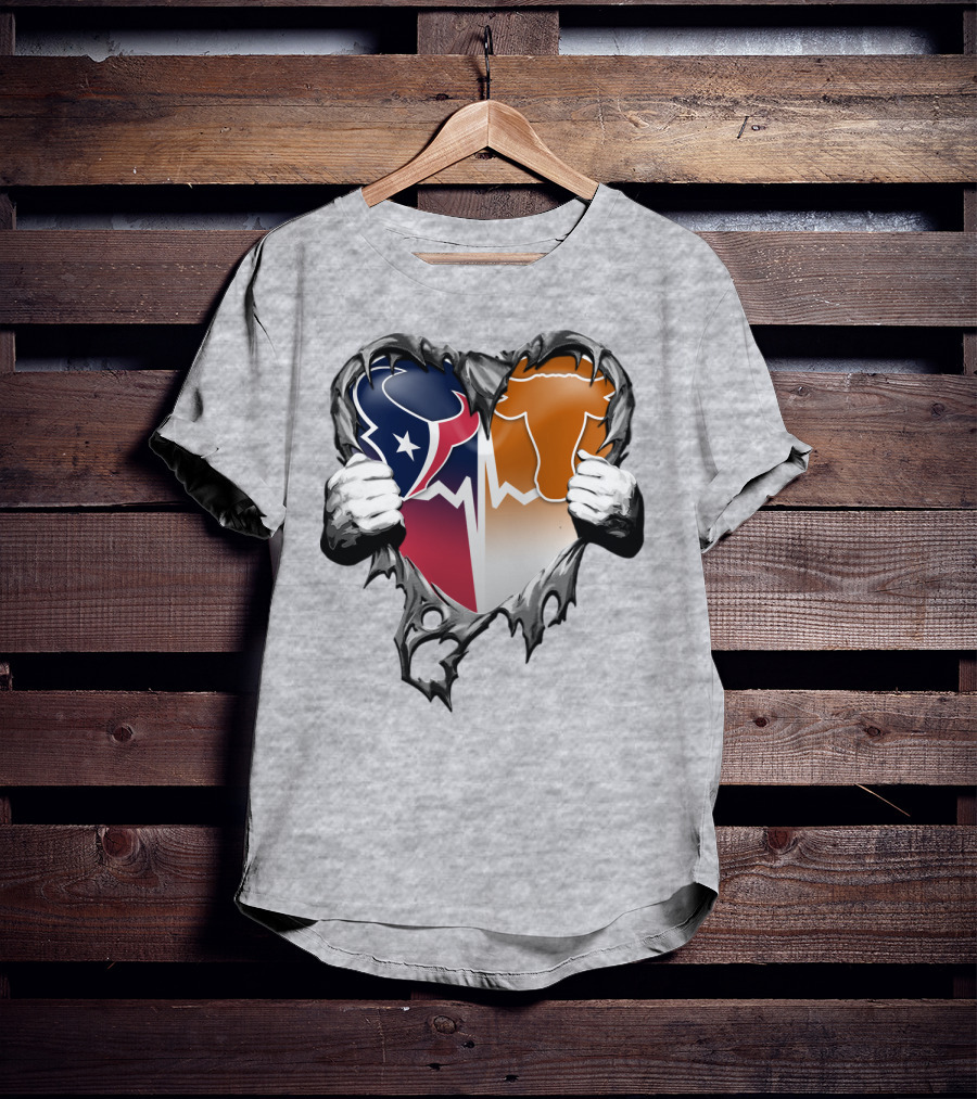 Houston Texans Dallas Cowboys Split Heart T-Shirt