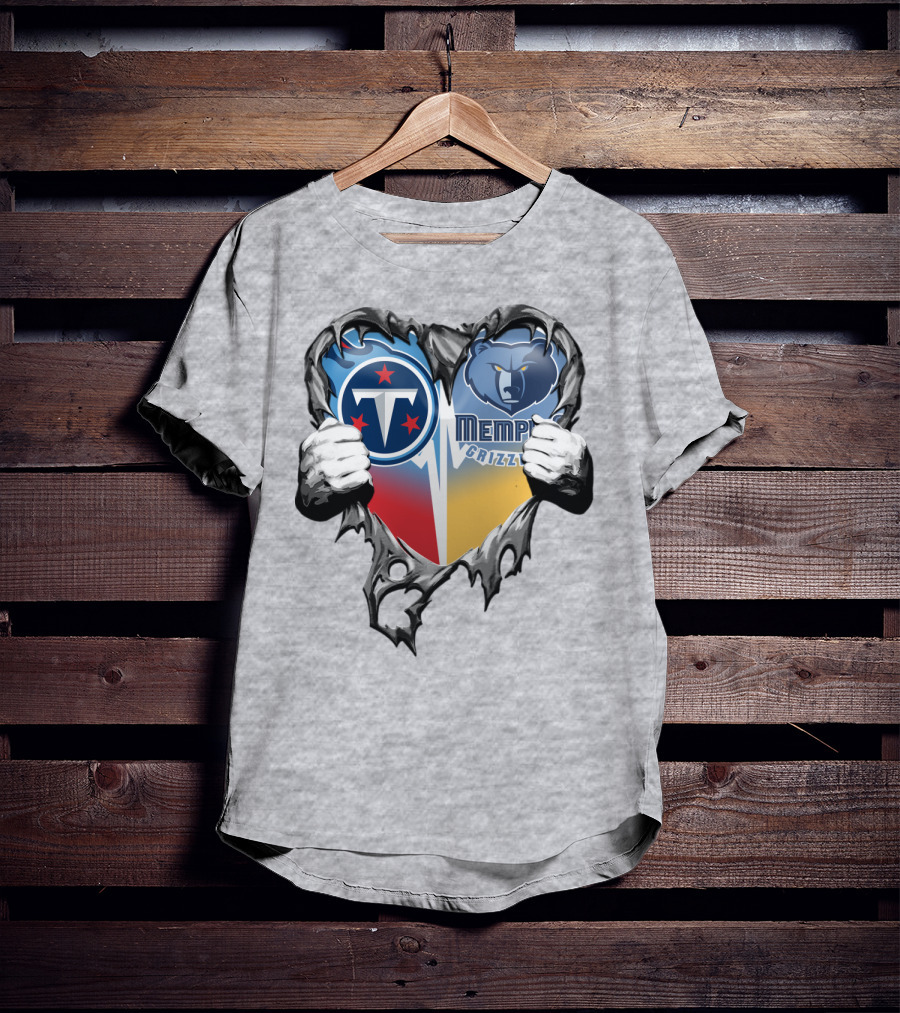 Titan Pride Grizzlies Heart Fusion T-Shirt