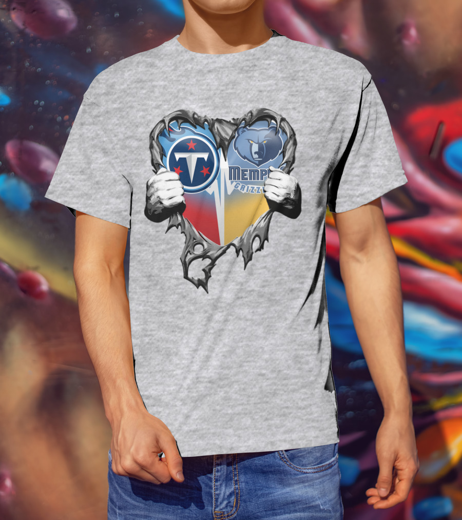 Titan Pride Grizzlies Heart Fusion T-Shirt