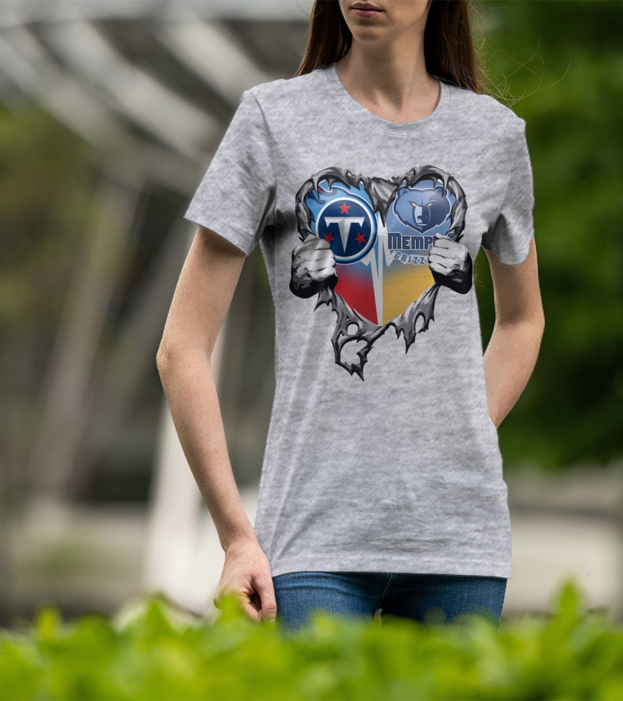 Titan Pride Grizzlies Heart Fusion T-Shirt