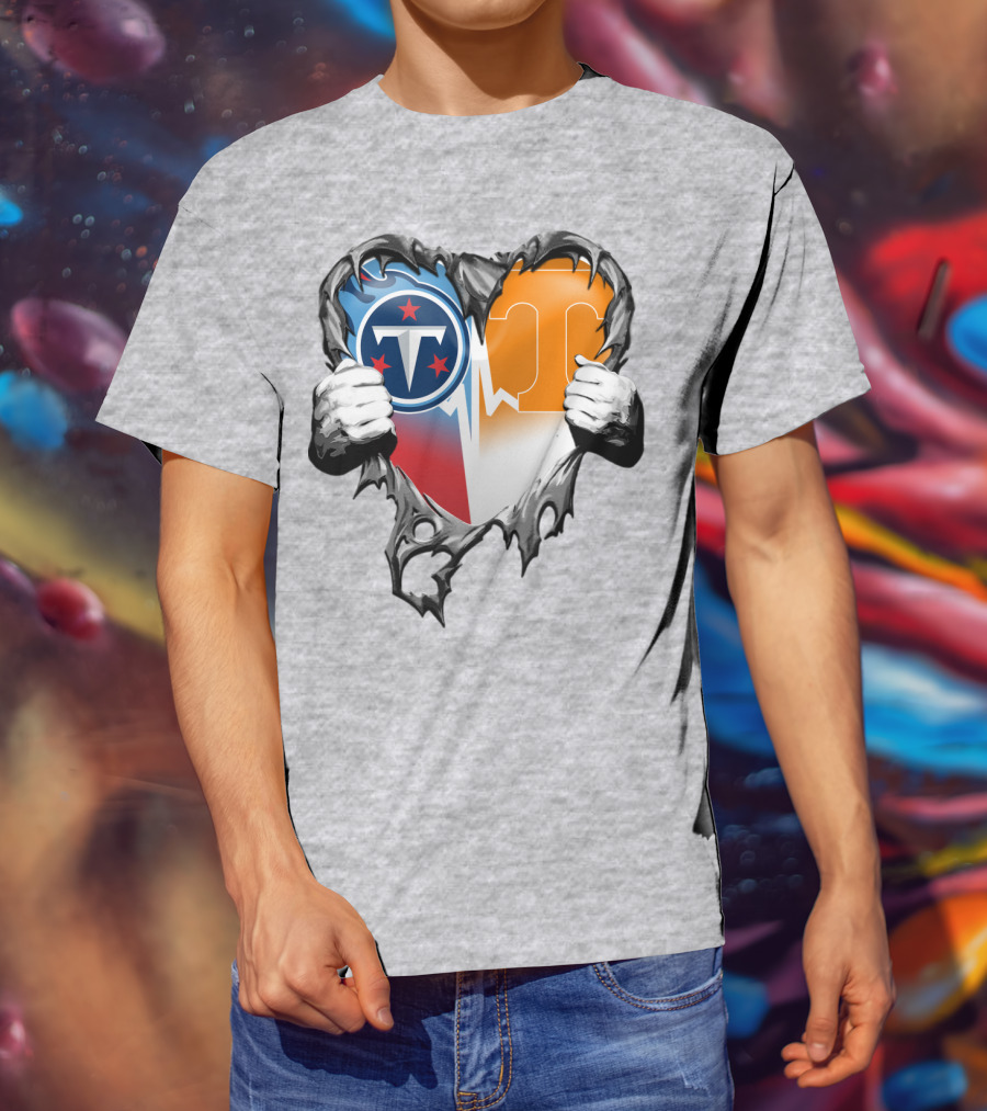 Tennessee Titans And Volunteers Heart T-Shirt