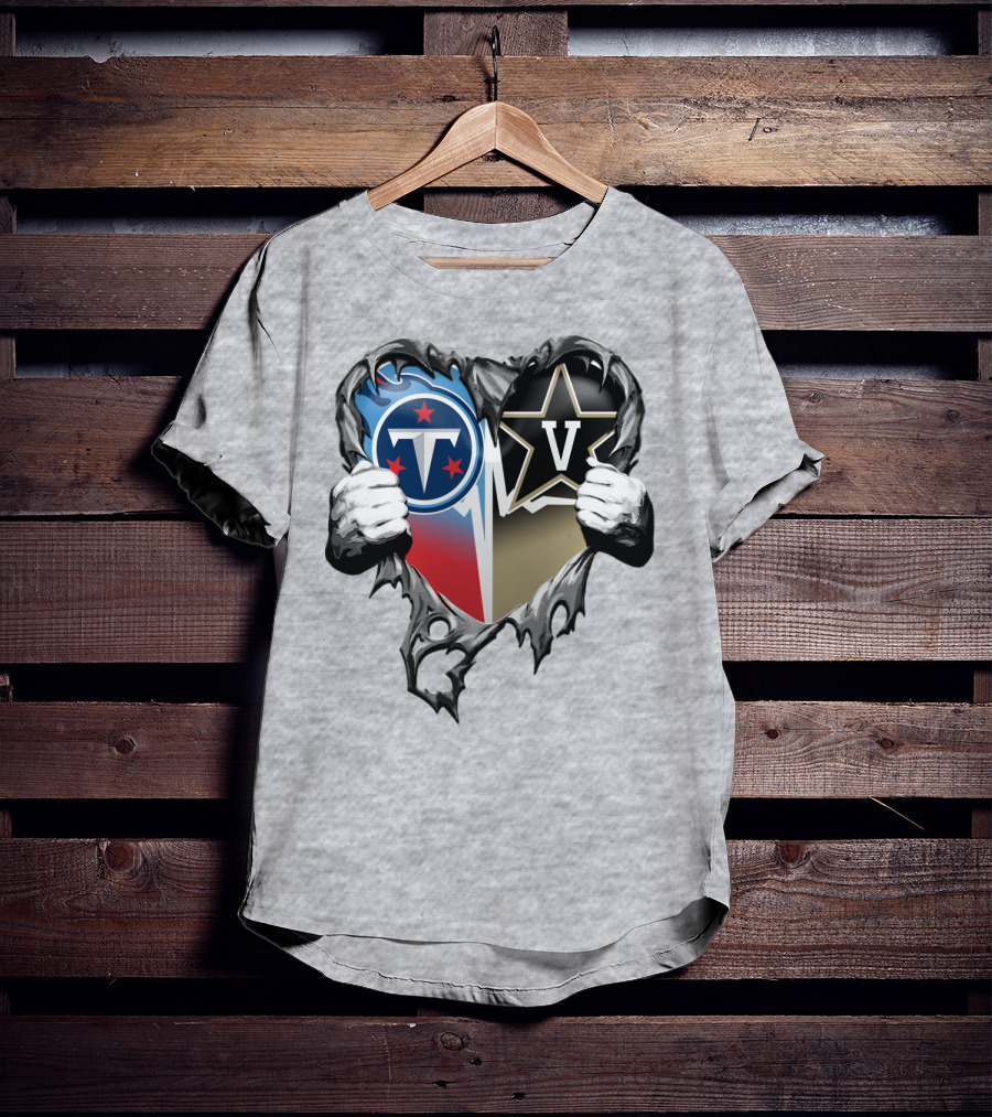 Tennessee Titans And Vanderbilt Commodores Heart T-Shirt