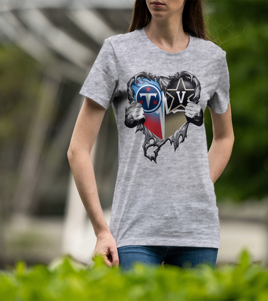 Tennessee Titans And Vanderbilt Commodores Heart T-Shirt