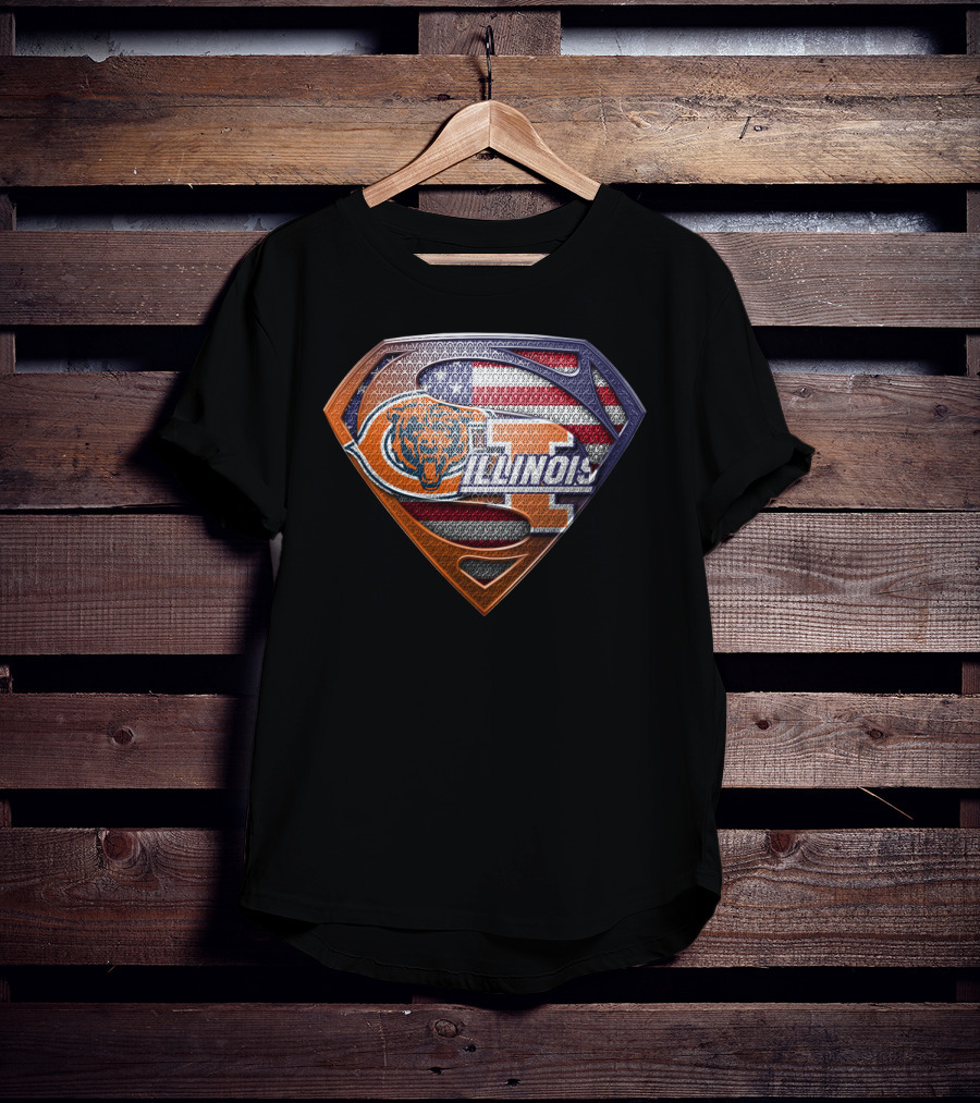Illinois Bears American Flag Superman T-Shirt