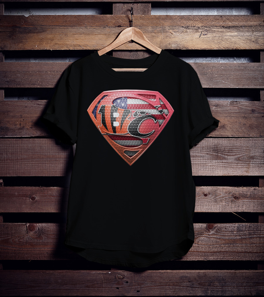 Nfl Afc Superman Shield With American Flag And Superhero T-Shirt