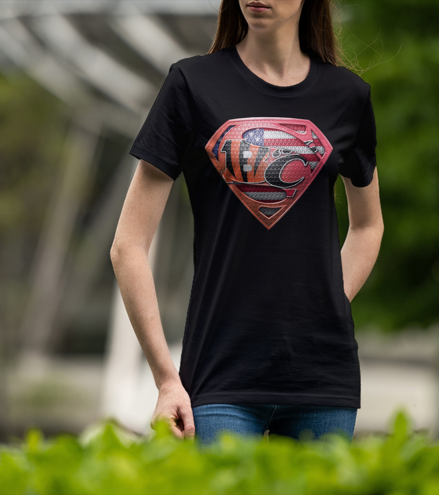 Nfl Afc Superman Shield With American Flag And Superhero T-Shirt
