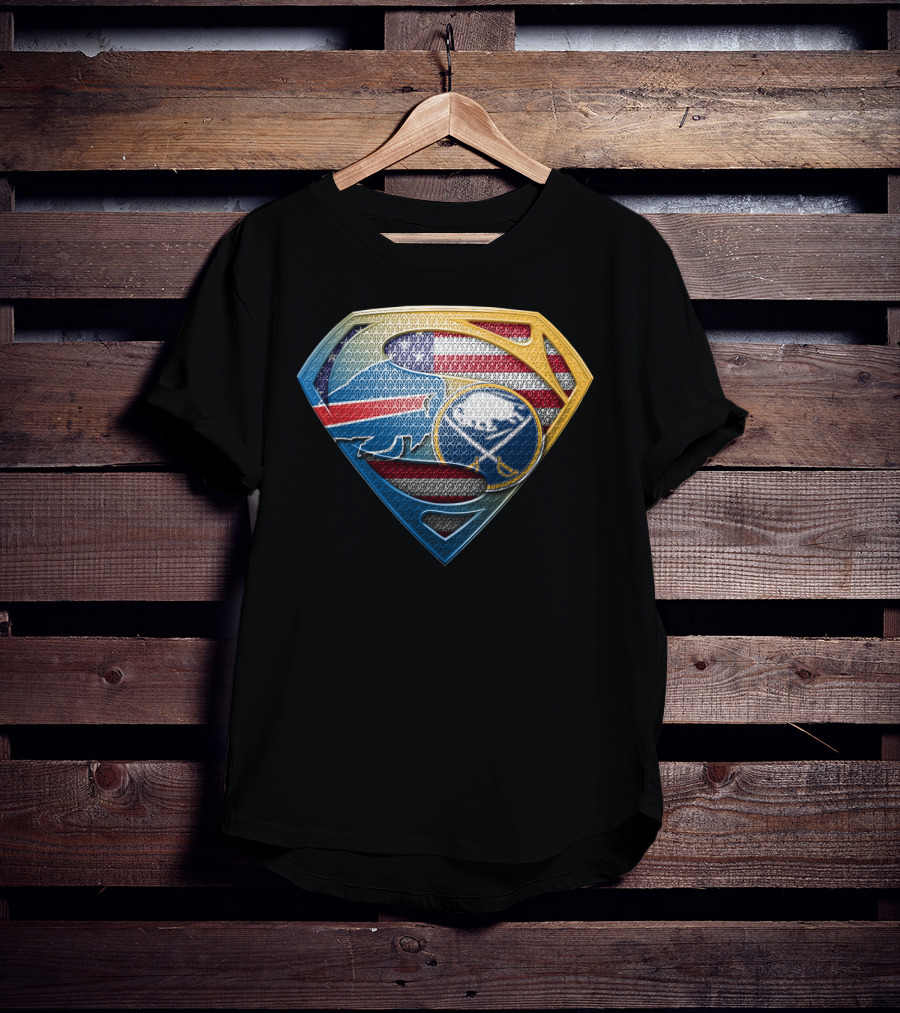 Buffalo Sabres American Flag Superman Logo Mashup T-Shirt