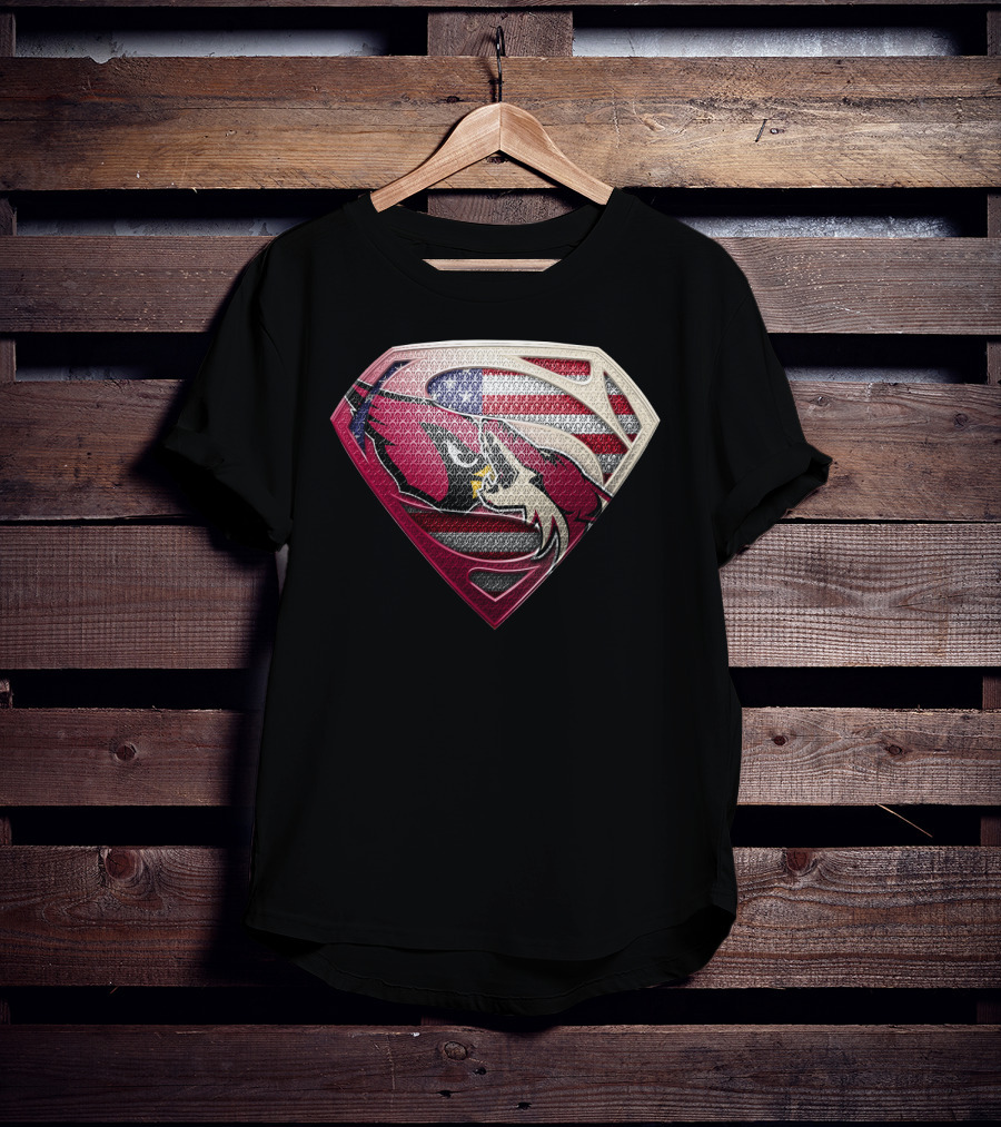 Arizona Cardinals Superman Logo American Flag Shield T-Shirt