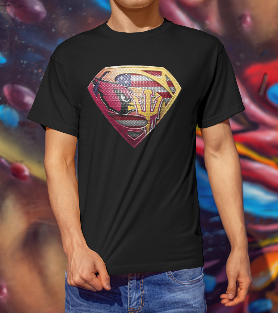 Arizona Cardinals Sun Devils Superman Usa Flag T-Shirt