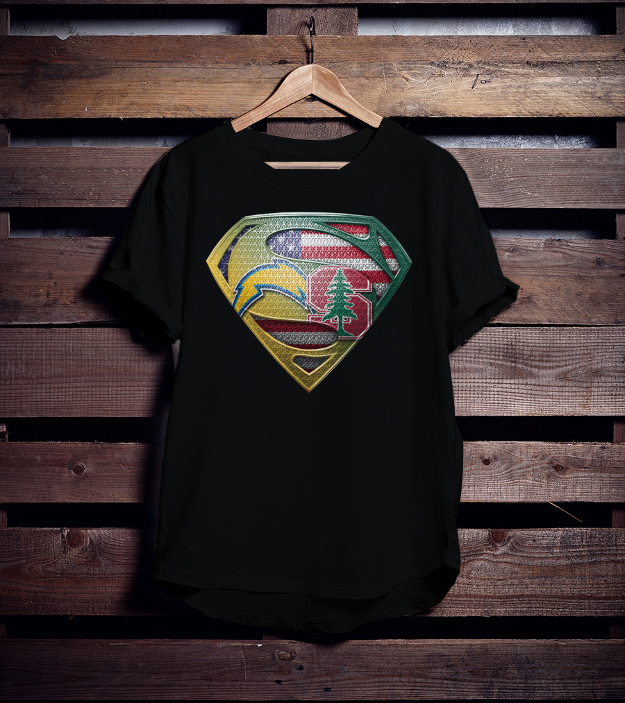 San Diego Chargers Superman Stanford Tree American Flag Combination T-Shirt