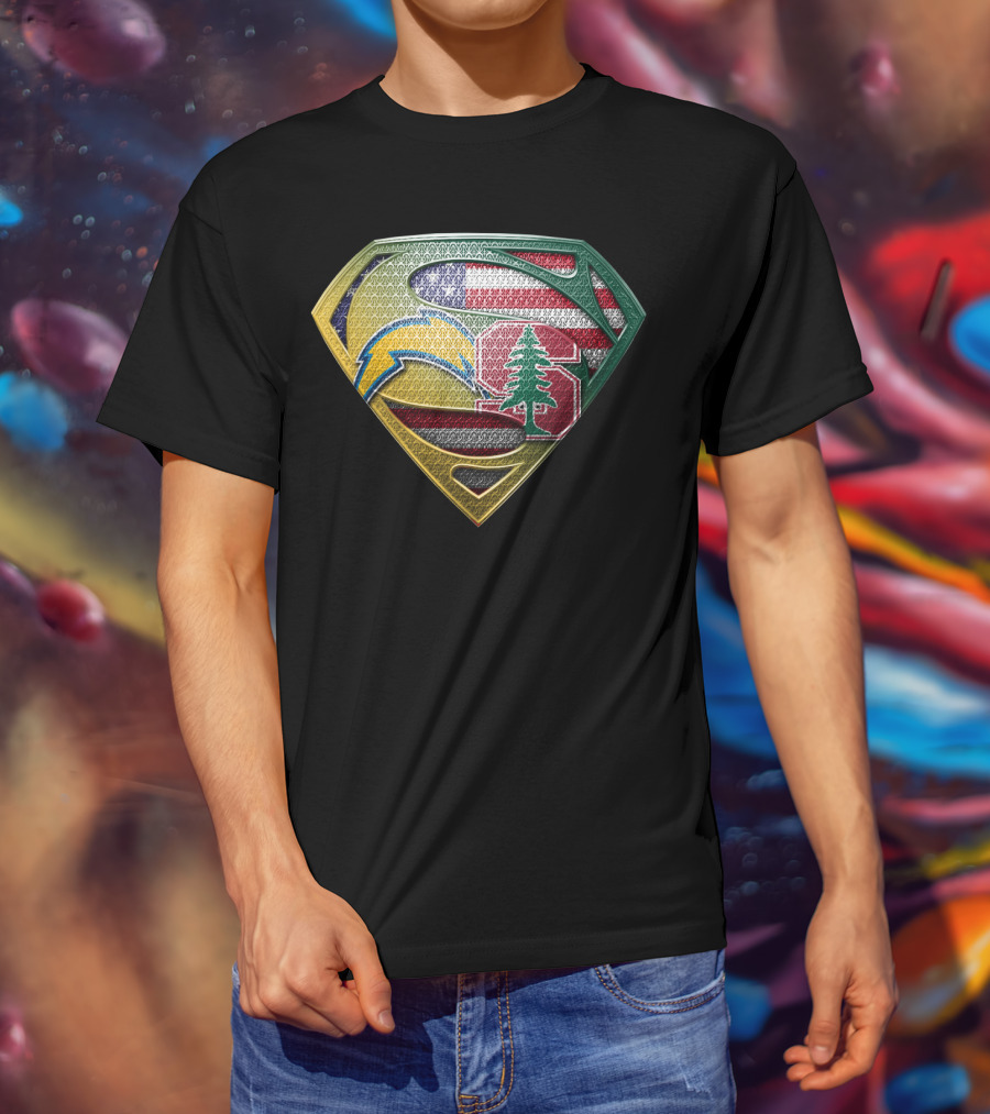 San Diego Chargers Superman Stanford Tree American Flag Combination T-Shirt