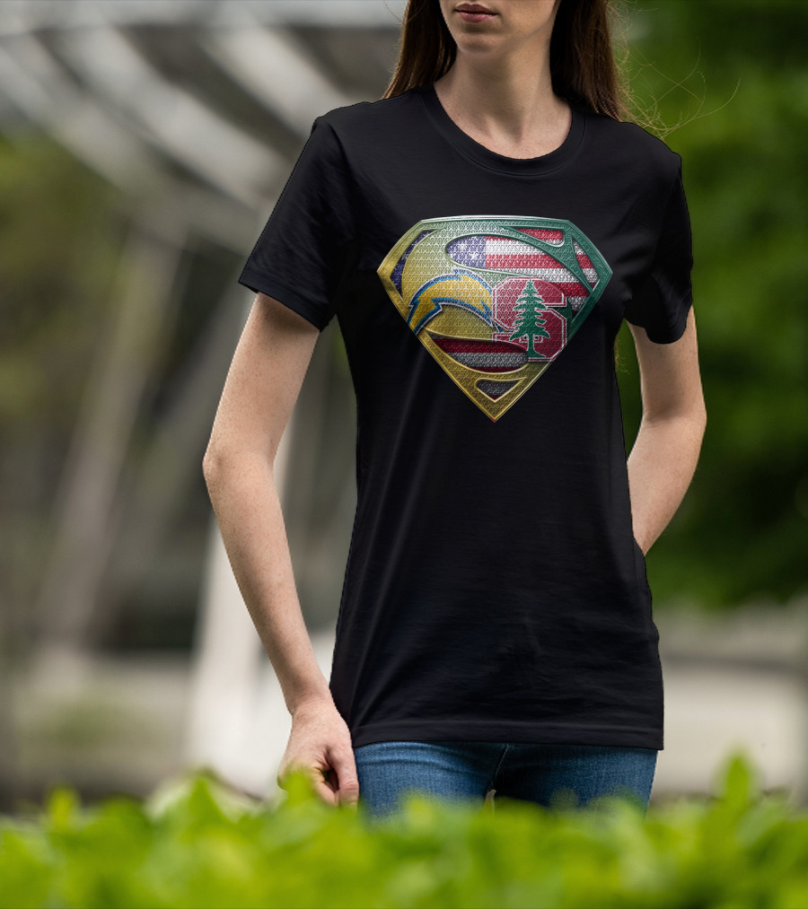 San Diego Chargers Superman Stanford Tree American Flag Combination T-Shirt