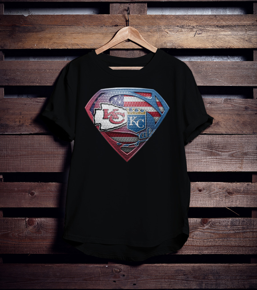 Kansas City Chiefs Royals Superman Usa Flag T-Shirt