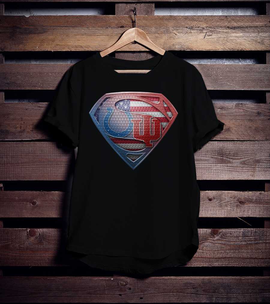 Colts Iu American Flag Superman Shield T-Shirt