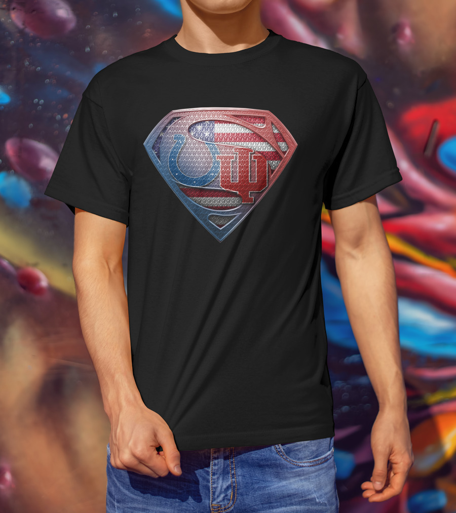 Colts Iu American Flag Superman Shield T-Shirt
