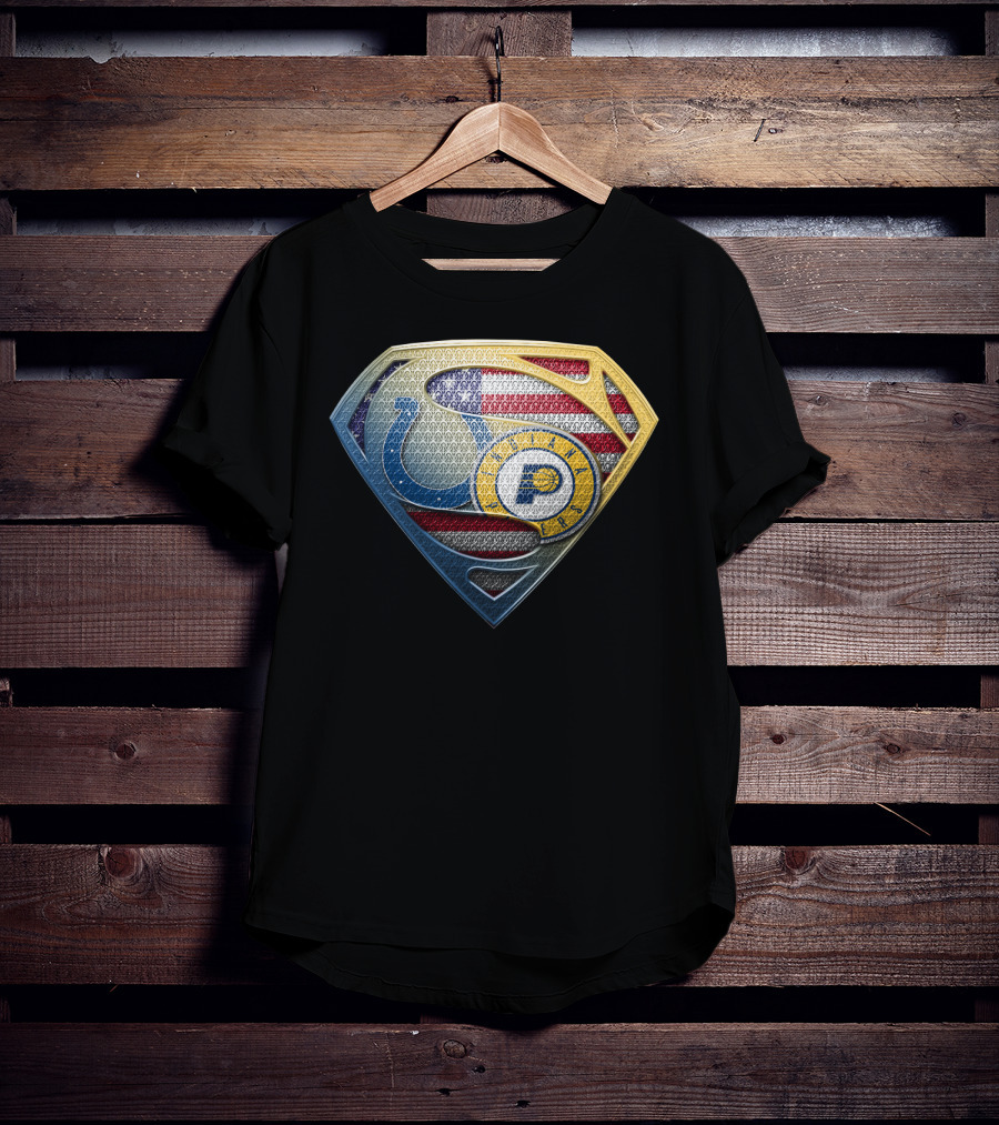 Indianapolis Colts Superman Logo American Flag T-Shirt