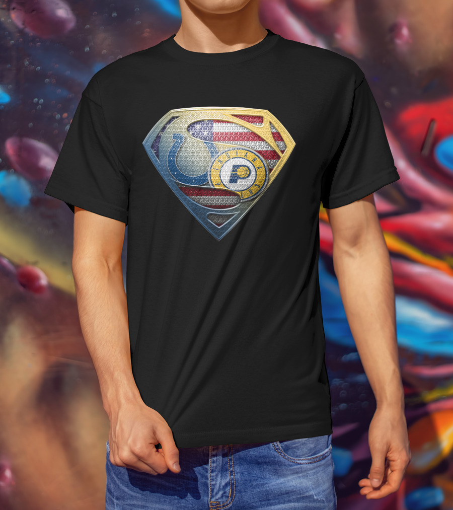 Indianapolis Colts Superman Logo American Flag T-Shirt