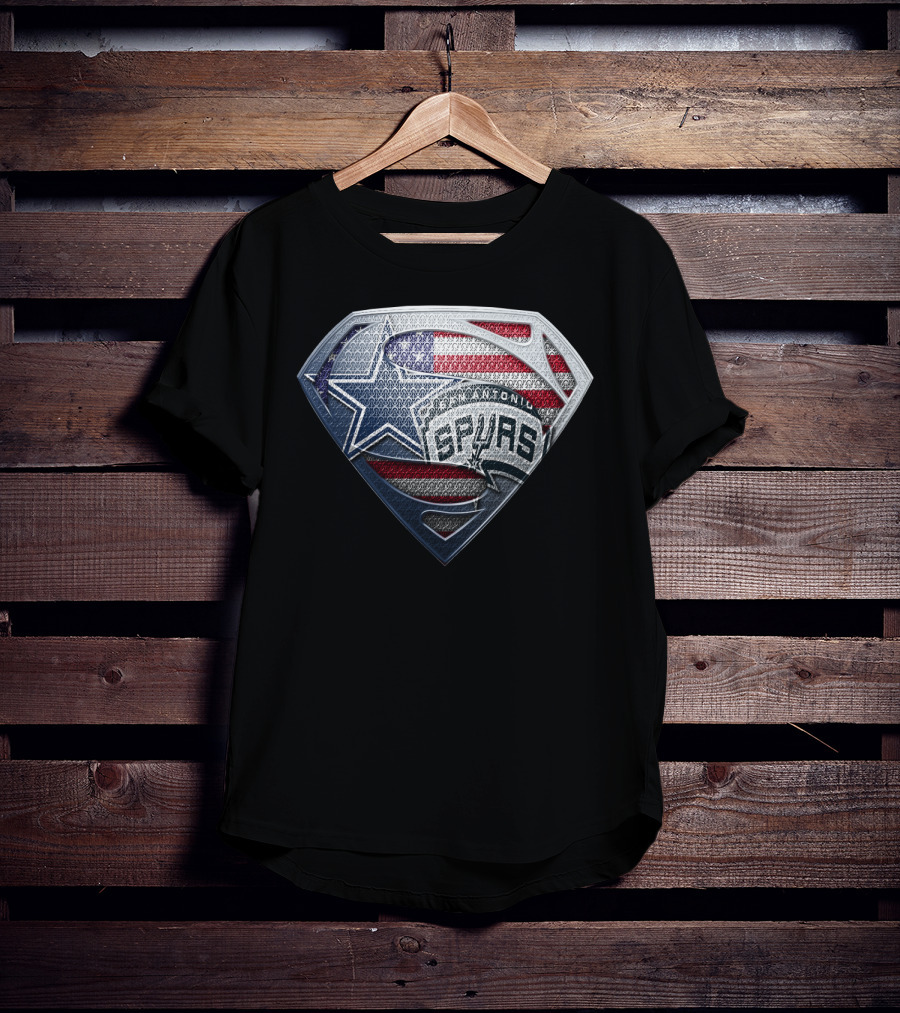 San Antonio Spurs American Flag Superman Shield T-Shirt