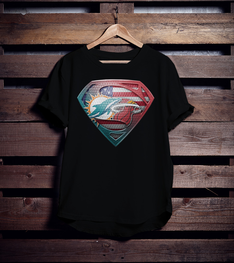 Superman Miami Dolphins American Flag T-Shirt