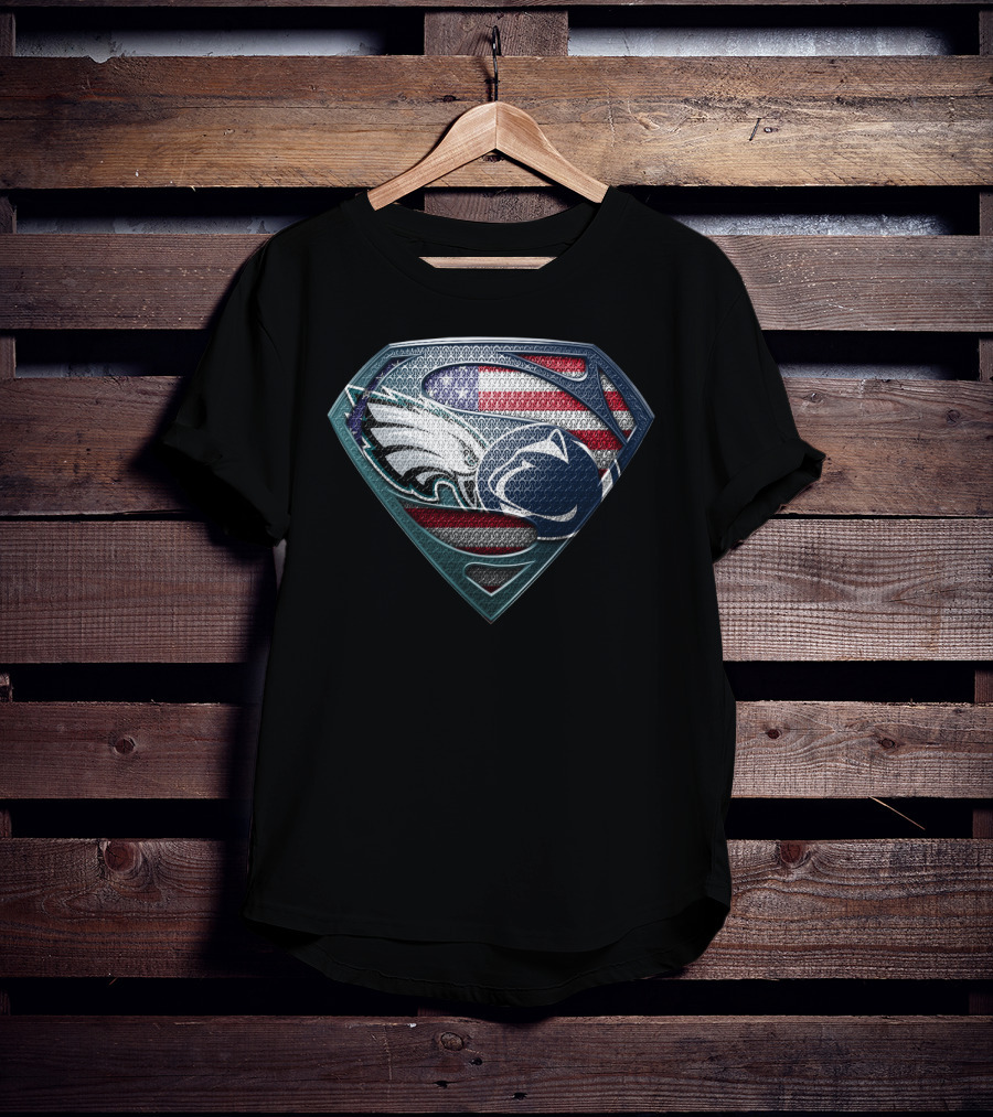 Superman Crest Philadelphia Eagles Penn State American Flag T-Shirt