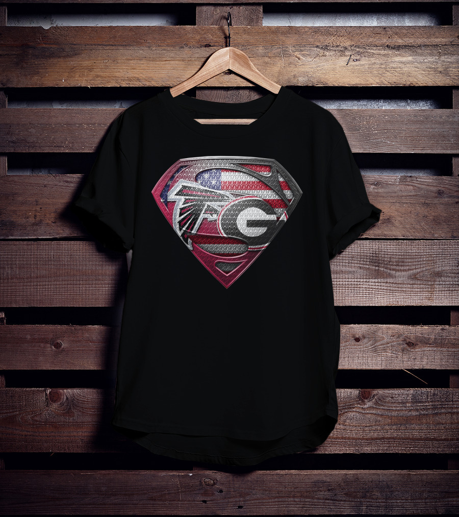 Atlanta Falcons Georgia Bulldogs Superman American Flag T-Shirt