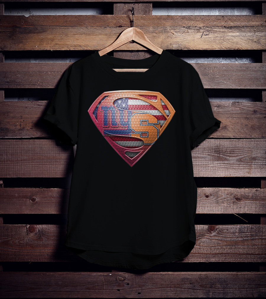 Superman Shield American Flag New York Giants Syracuse T-Shirt