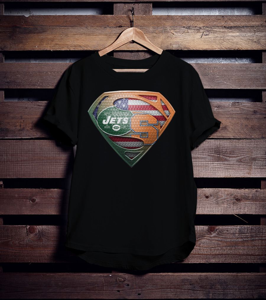 Jets Syracuse Superman Shield American Flag T-Shirt