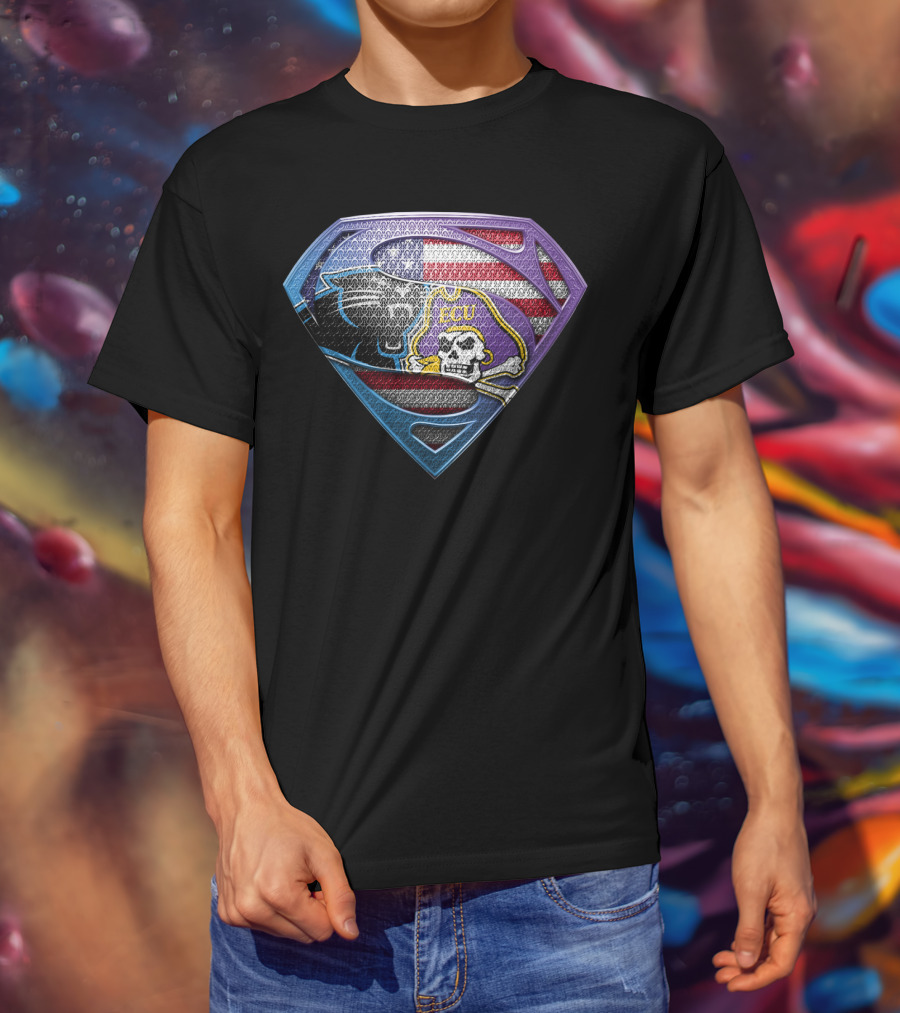 Carolina Panthers Ecu American Flag Shield T-Shirt