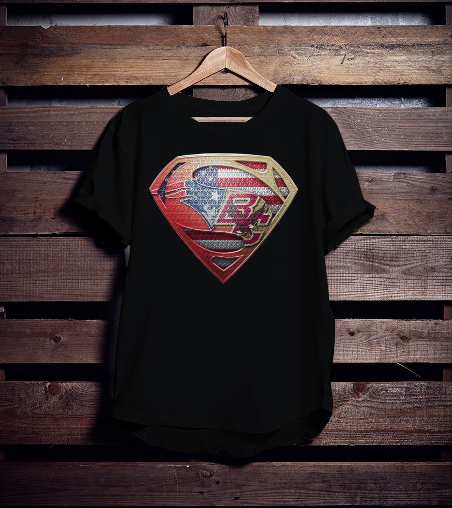 New England Patriots Superman S Shield Pride Usa Flag T-Shirt