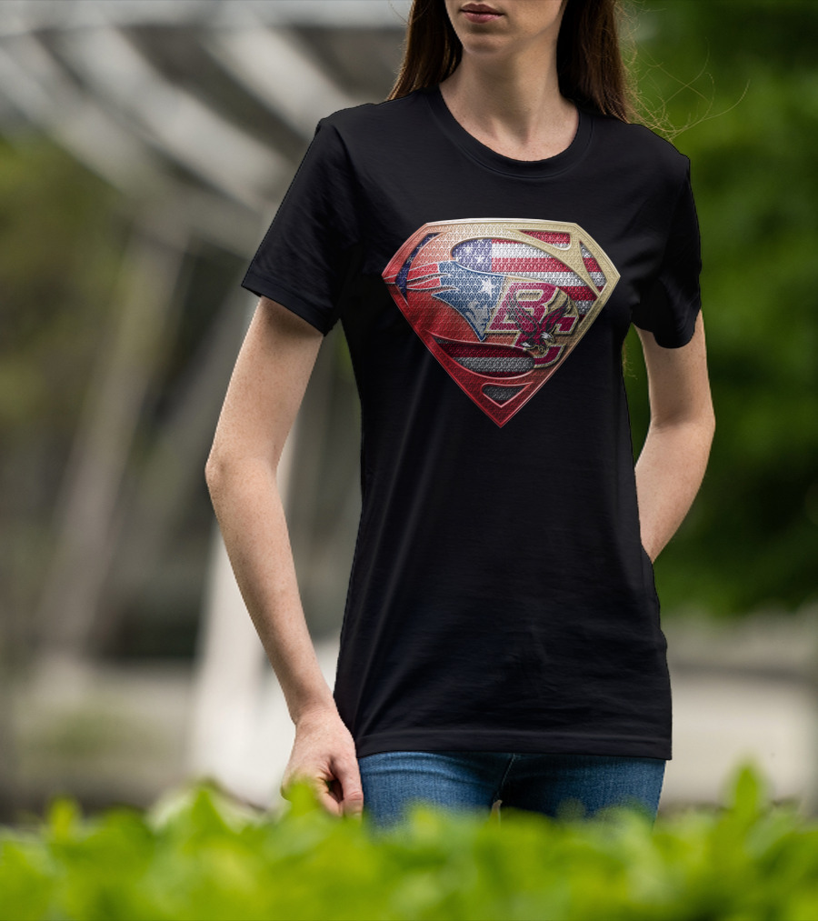 New England Patriots Superman S Shield Pride Usa Flag T-Shirt