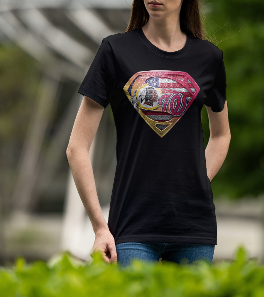 Washington Redskins Nationals Superman Logo American Flag T-Shirt
