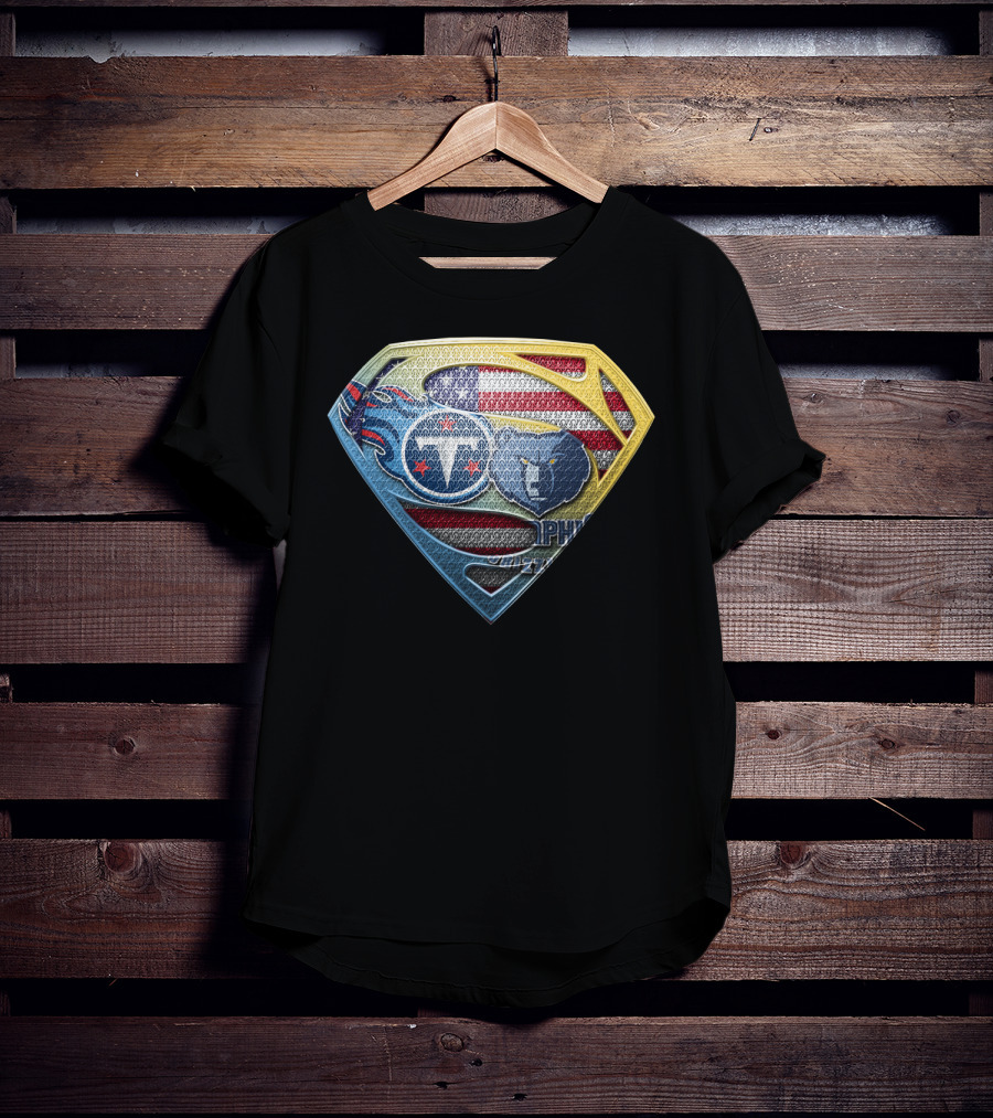 Superman Shield Tennessee Titans Logo Usa Flag T-Shirt