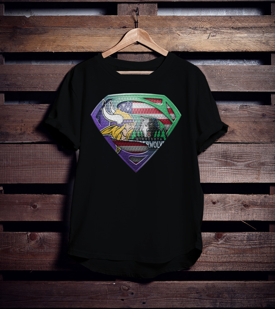 Minnesota Vikings Timberwolves Usa Superhero T-Shirt