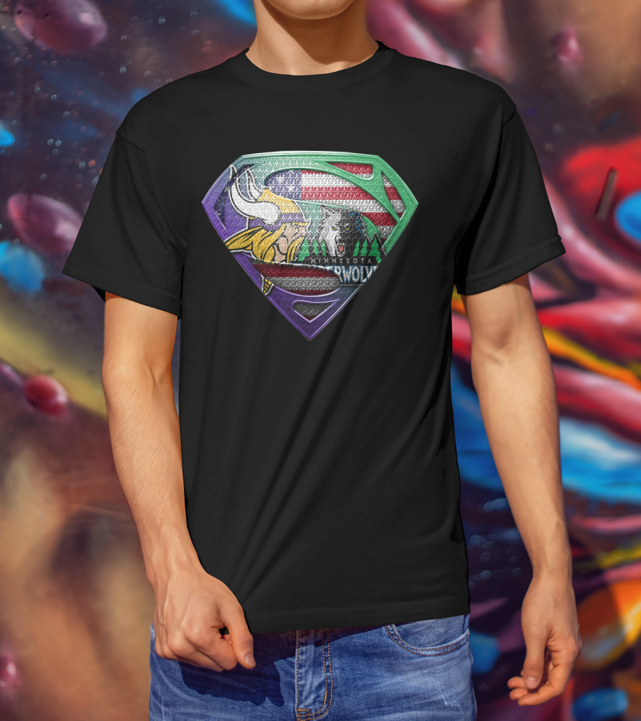 Minnesota Vikings Timberwolves Usa Superhero T-Shirt