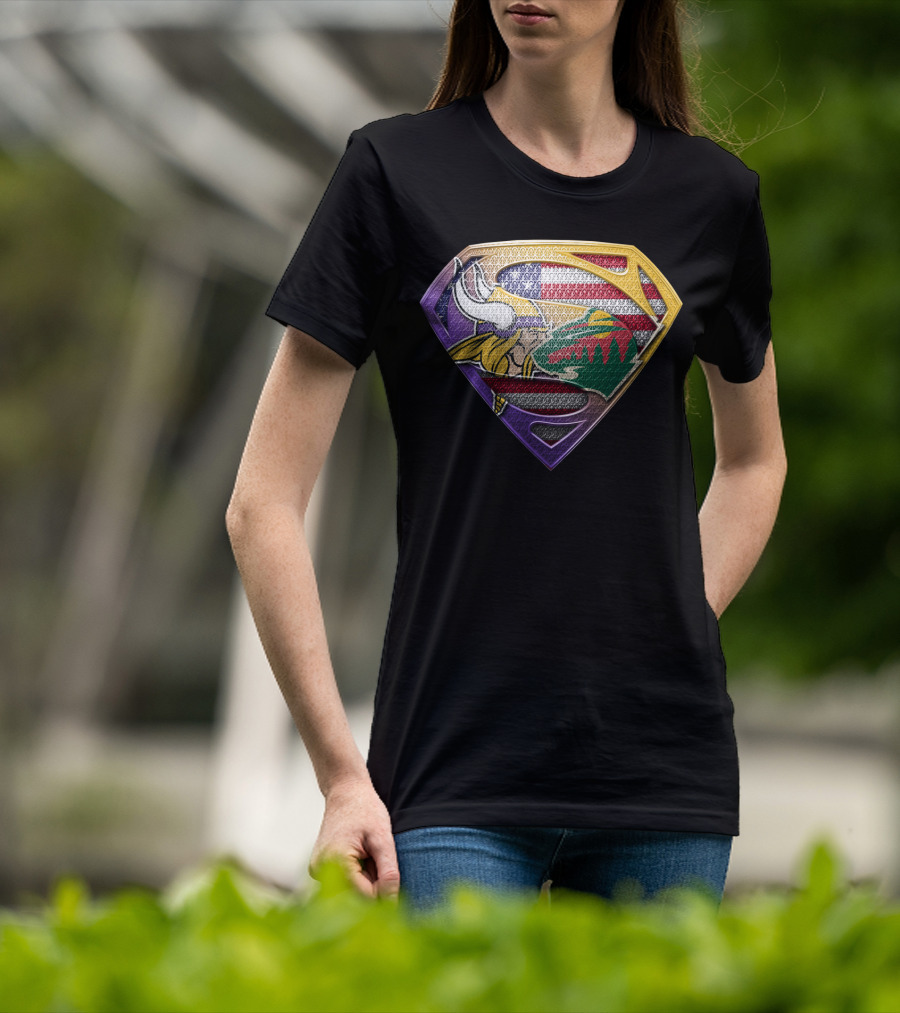 Vikings Wild Super Shield American Flag Fusion T-Shirt