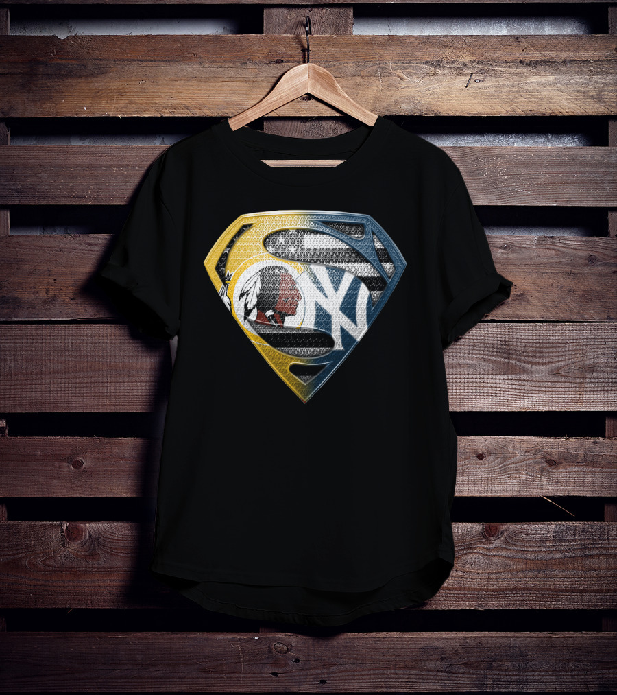 Superman Shield With Native American And Yankees Elements T-Shirt