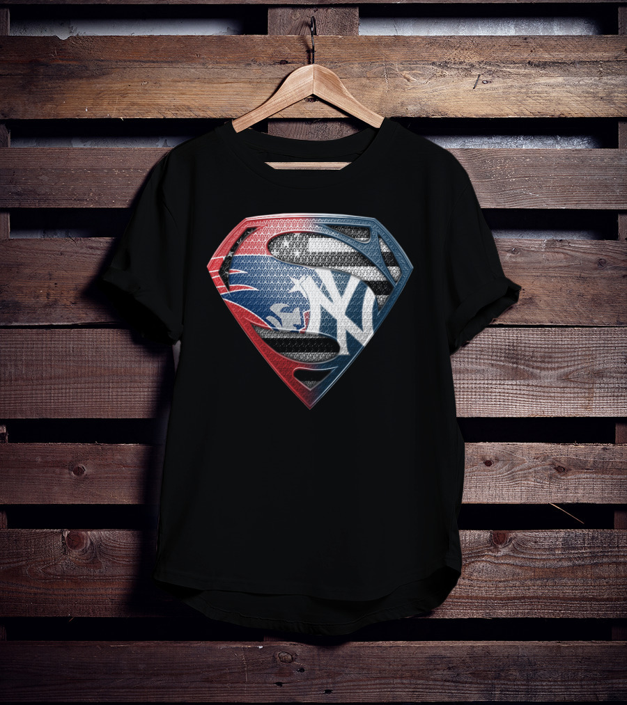 Yankees Superman Logo Fusion In Red White And Blue T-Shirt