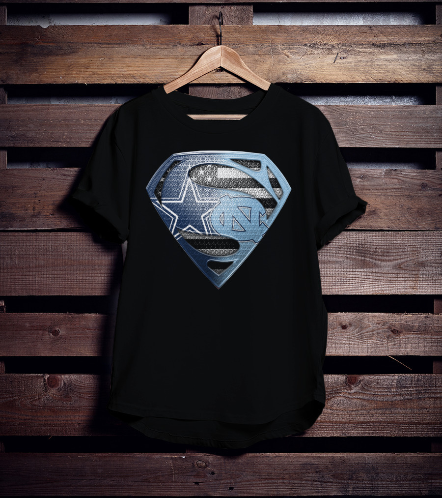 Dallas Cowboys North Carolina Tar Heels Superman Logo Fusion T-Shirt