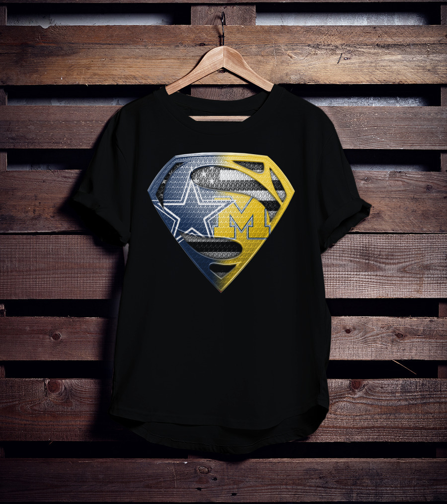Superman Shield Dallas Cowboys Michigan Wolverines Logo Mashup T-Shirt